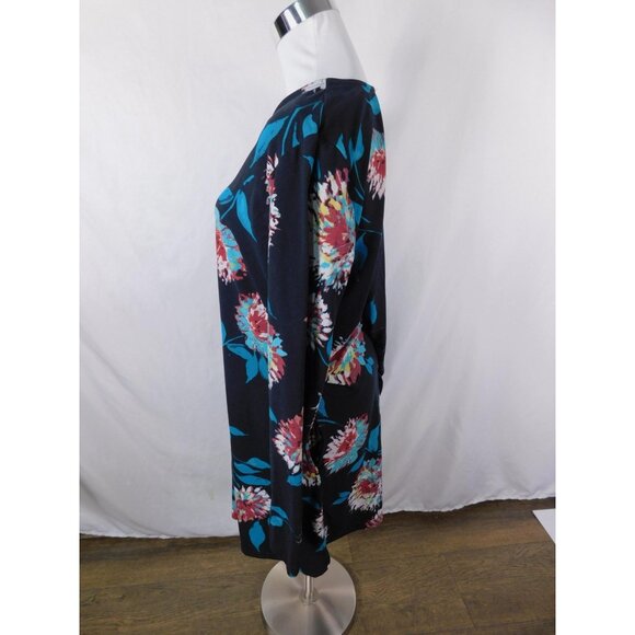 Lildy L-XL Navy Floral Swing Tunic Long Sleeve Boho Witch - Picture 5 of 11